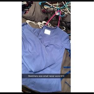 - Size small top with size XS pants. Sketchers scrub set. Never worn